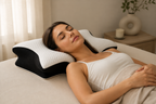Femme dormant sur le dos, nuque alignee sur l oreiller Nudrea