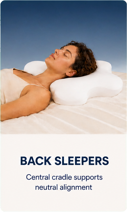 Back sleeper resting on the Nudrea pillow