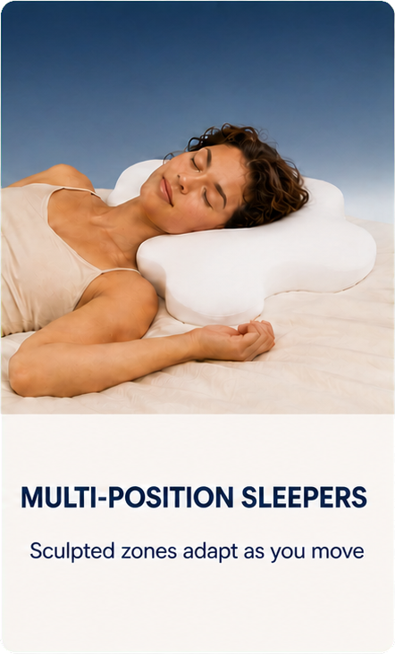 Multi-position sleeper resting on the Nudrea pillow